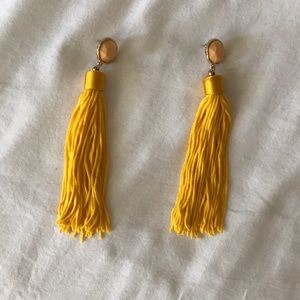 Yellow tassel drop earrings